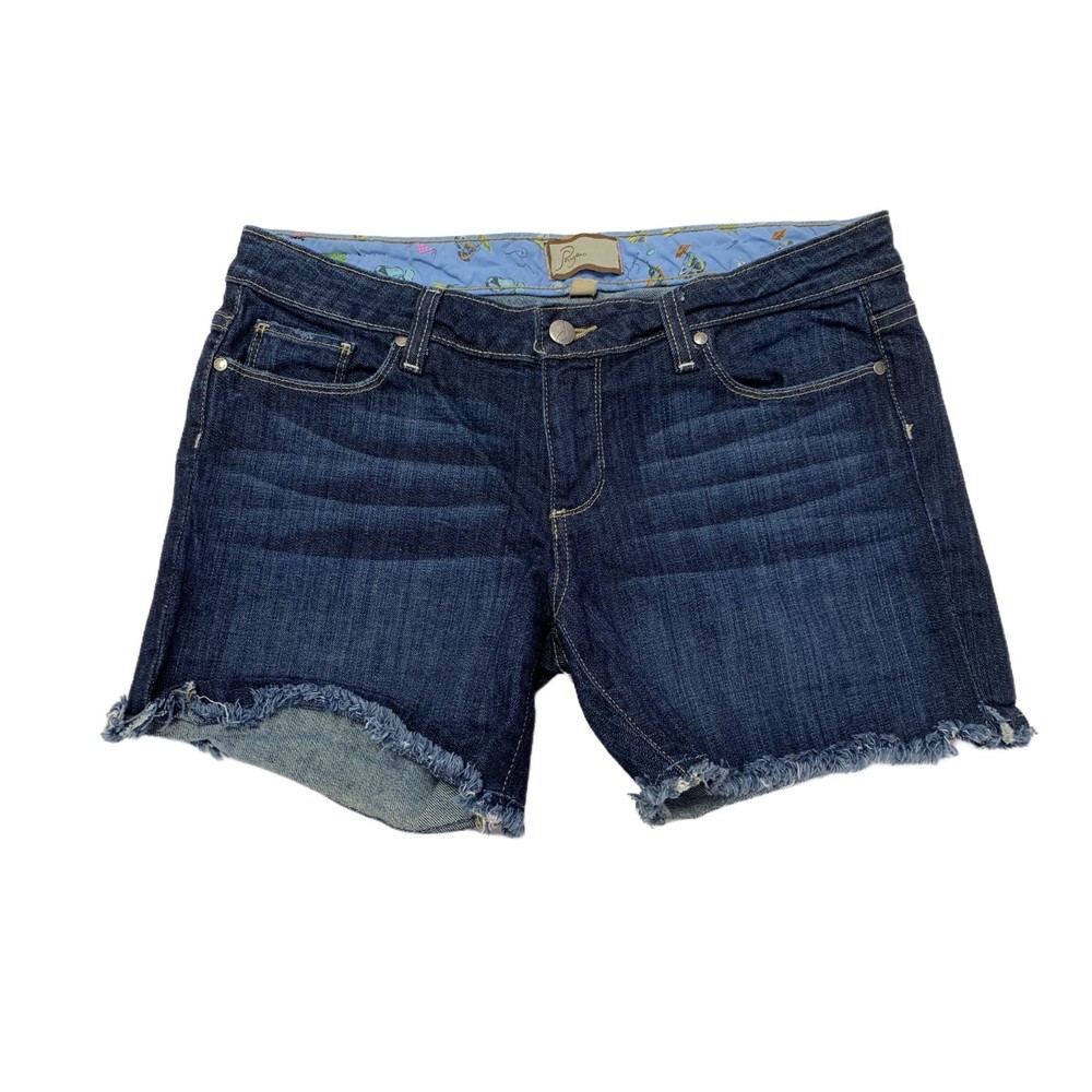 Paige 28 **REALLY 34** Distressed Frayed Hem  Mid Rise Denim Shorts